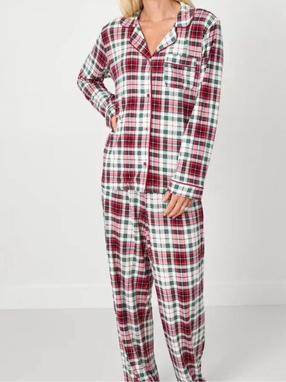 Little Sleepies Pajama Set Red Green Christmas Gingham